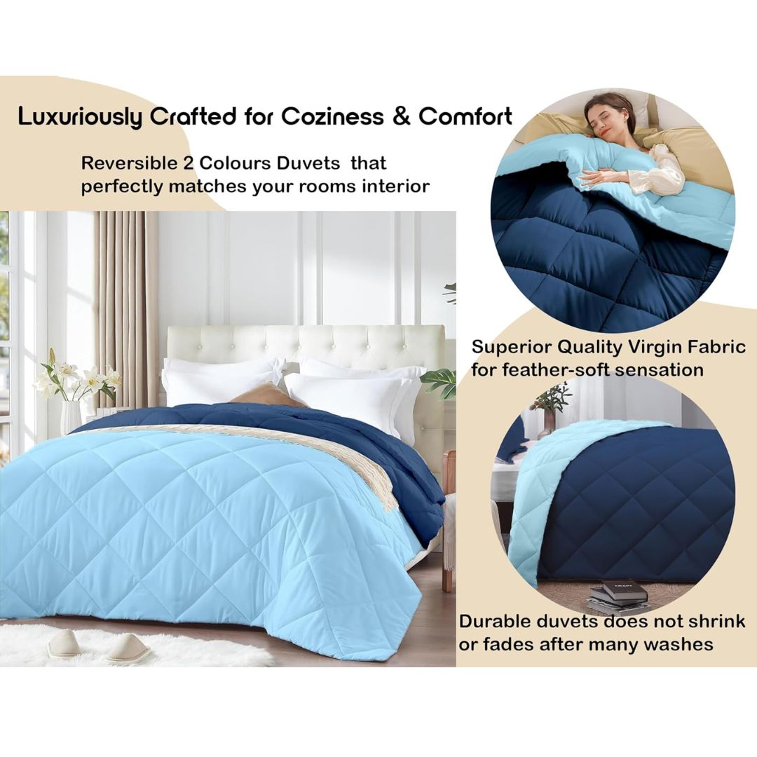 220 GSM Reversible Microfiber Comforter – Single (60x90), Sky Blue & Navy Blue - Image 8